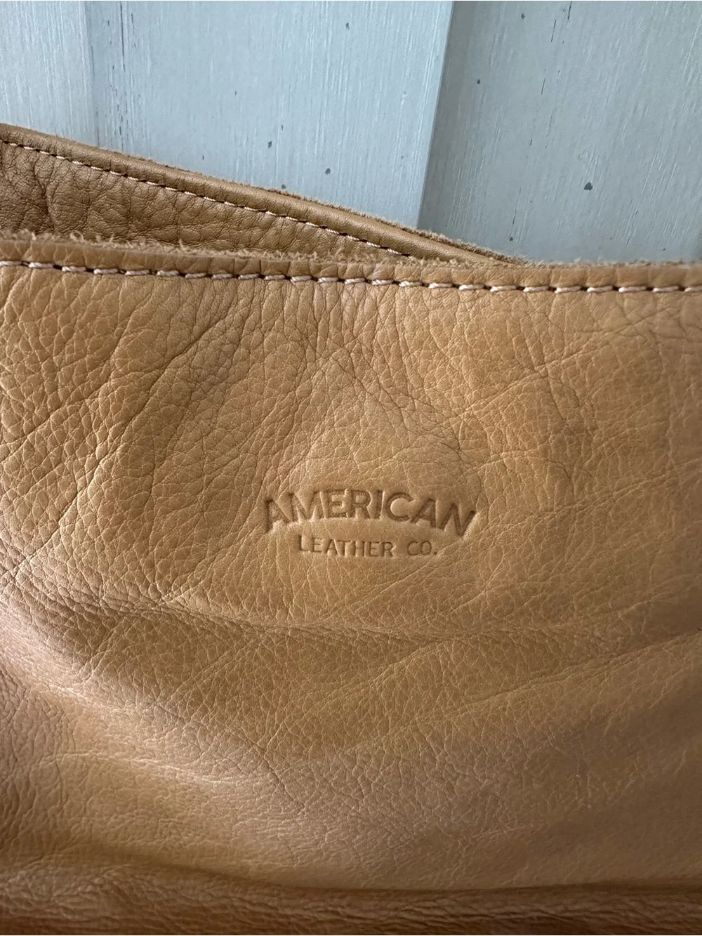 American Leather Cognac Shoulder Bag with Gold Hardware